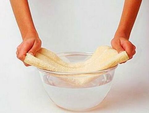 Fabric moistened in warm water
